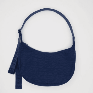 Navy Medium Nylon Crescent Bag