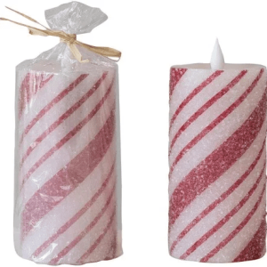 Candy Cane Striped Pillar Flameless LED Candle, 6"
